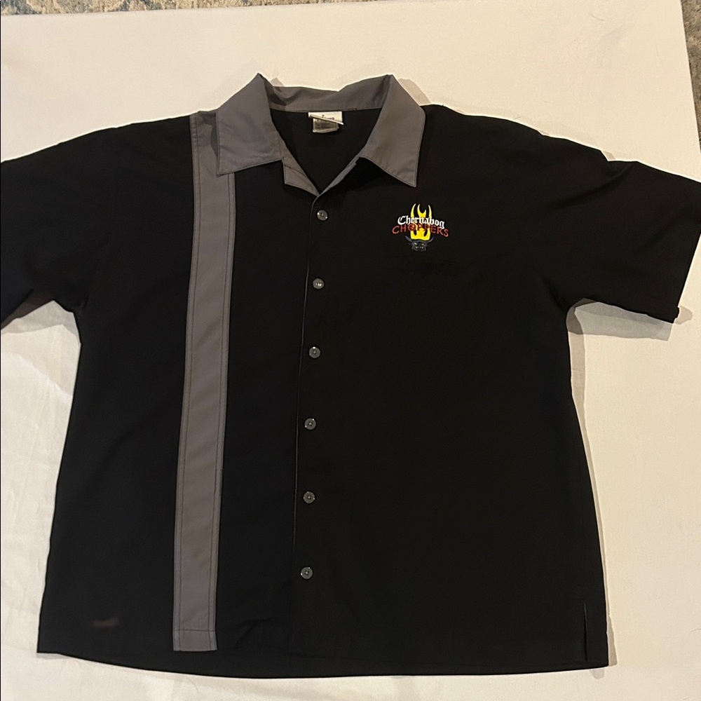 Choppers Black and Gray Casual Button Down Shirt